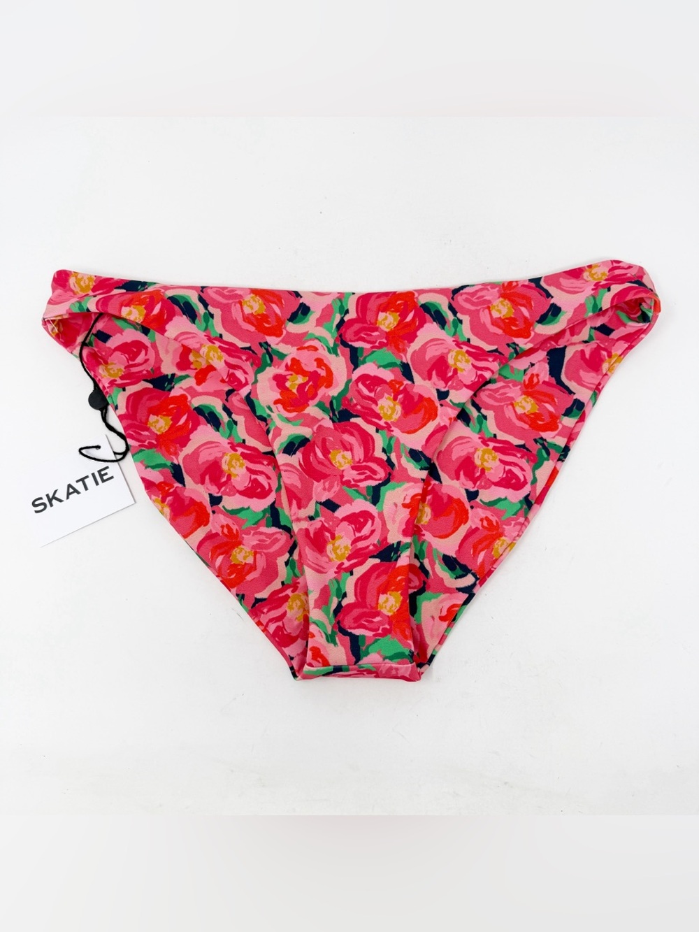 SKATIE Red Floral Bikini Bottoms Size XL Beach Summer Comfy Full Coverage NEW